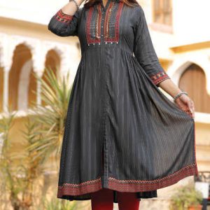 Fancy Rayon with Sequence Lining Embroidery Work and Print Border